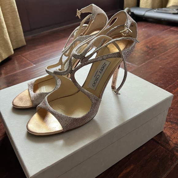 Jimmy Choo Women's Azia Strappy High Heel Sandals Rose Gold size 39.5 - Picture 2 of 9